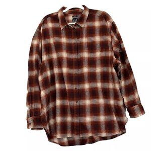 Gap Plaid Flannel Big Shirt in Burgandy Plaid plus size XXL